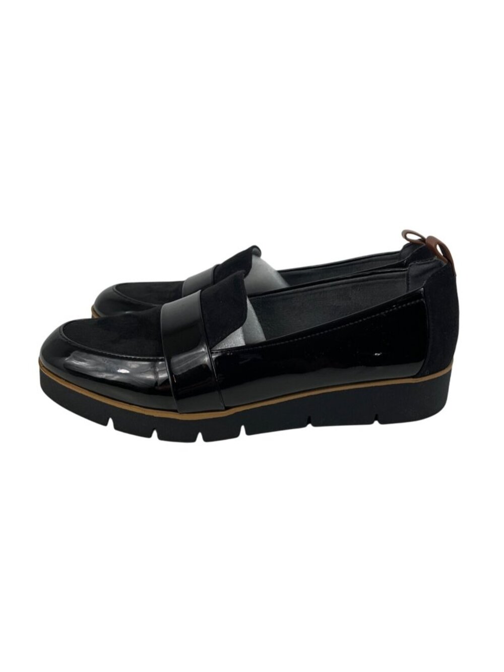 Dr. Scholl's Webster Black Wedge Patent Leather Loafer Womens Size 7M